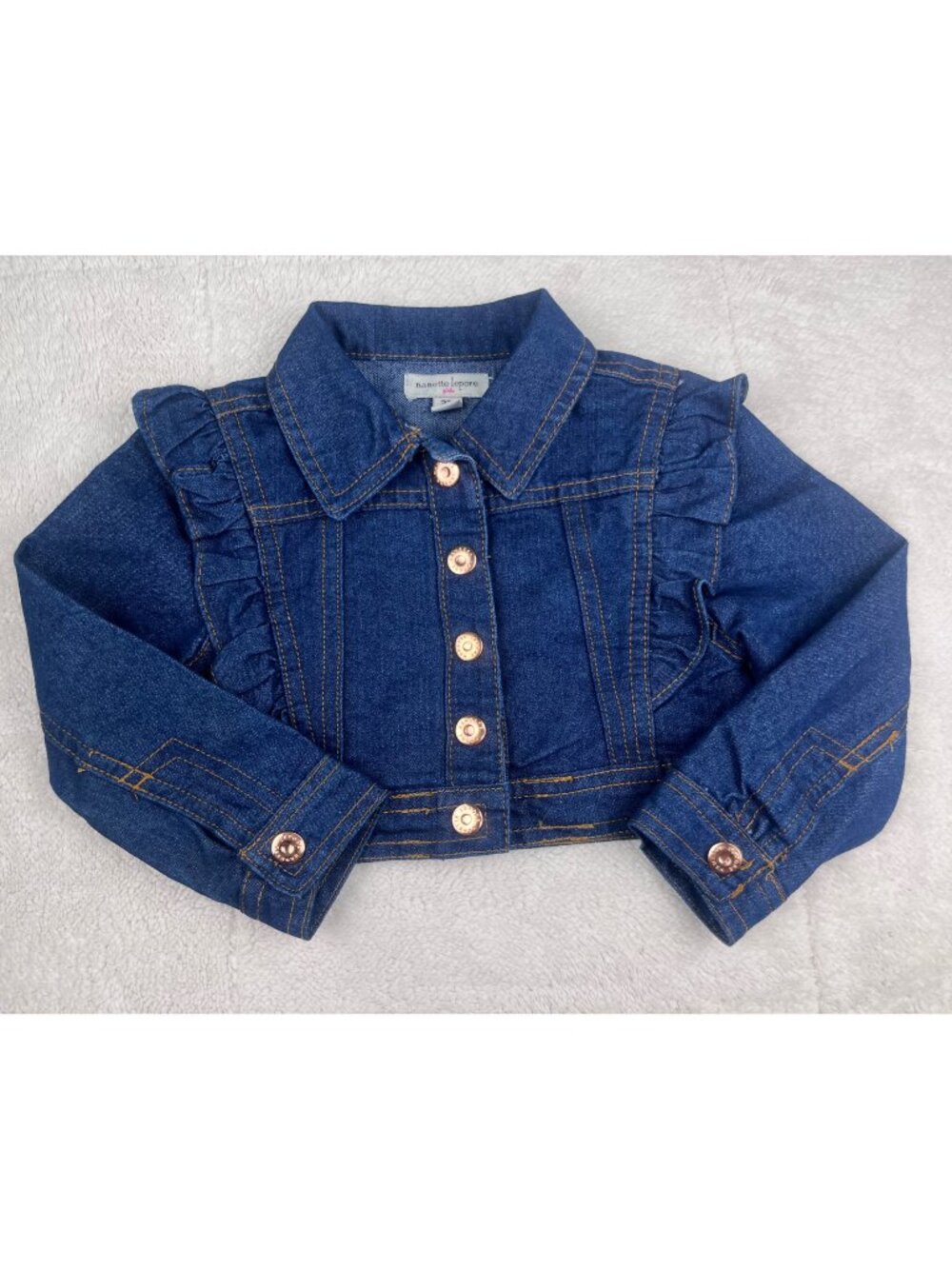 Nanette Lepore Girls Denim Jacket Blue Ruffle Size 2T